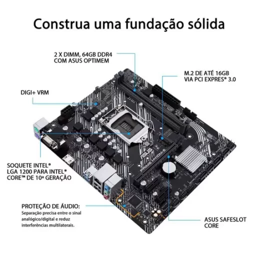 Placa-Mãe Asus Prime H410M-E, Intel LGA 1200, mATX, DDR4