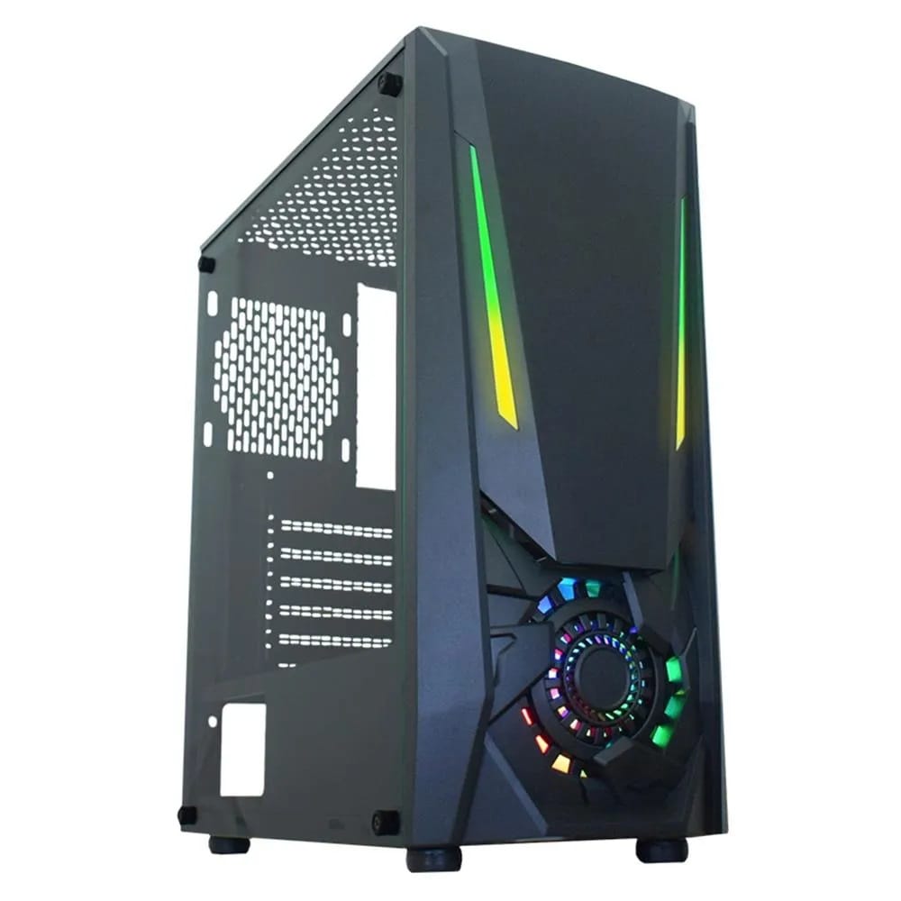 Gabinete Gamer K-Mex Jaeger II CG-02TJ, LED Rgb, Lateral Em Vidro Temperado, Preto- CG02TJRH002CB0X
