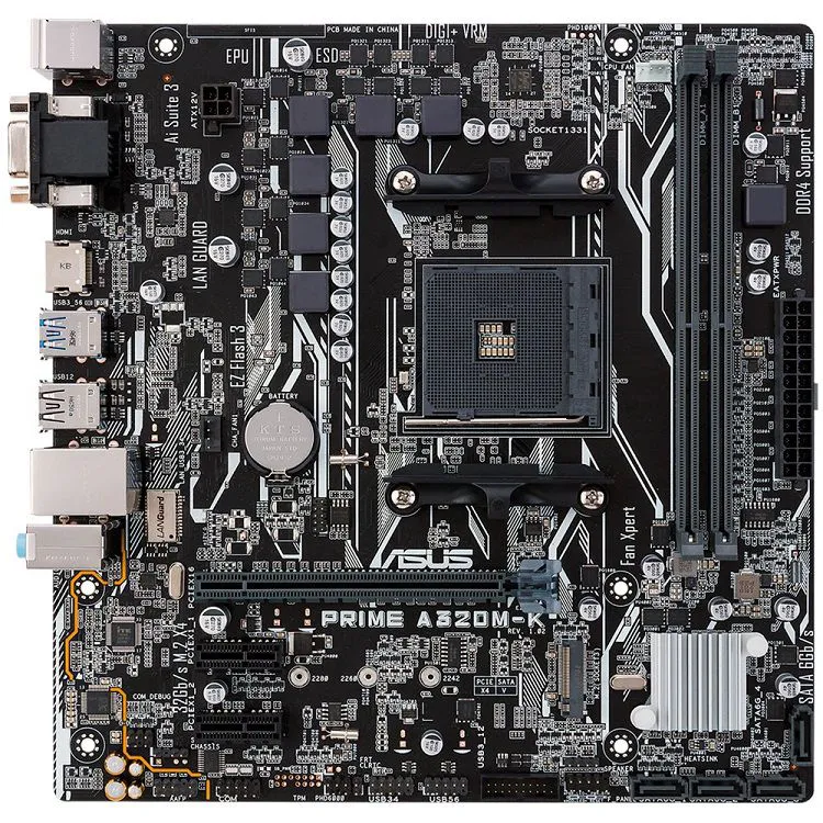 Placa-Mãe Asus Prime A320M-K/BR, AMD AM4, mATX, DDR4 2 Placa-Mãe Asus Prime A320M-K/BR, AMD AM4, mATX, DDR4