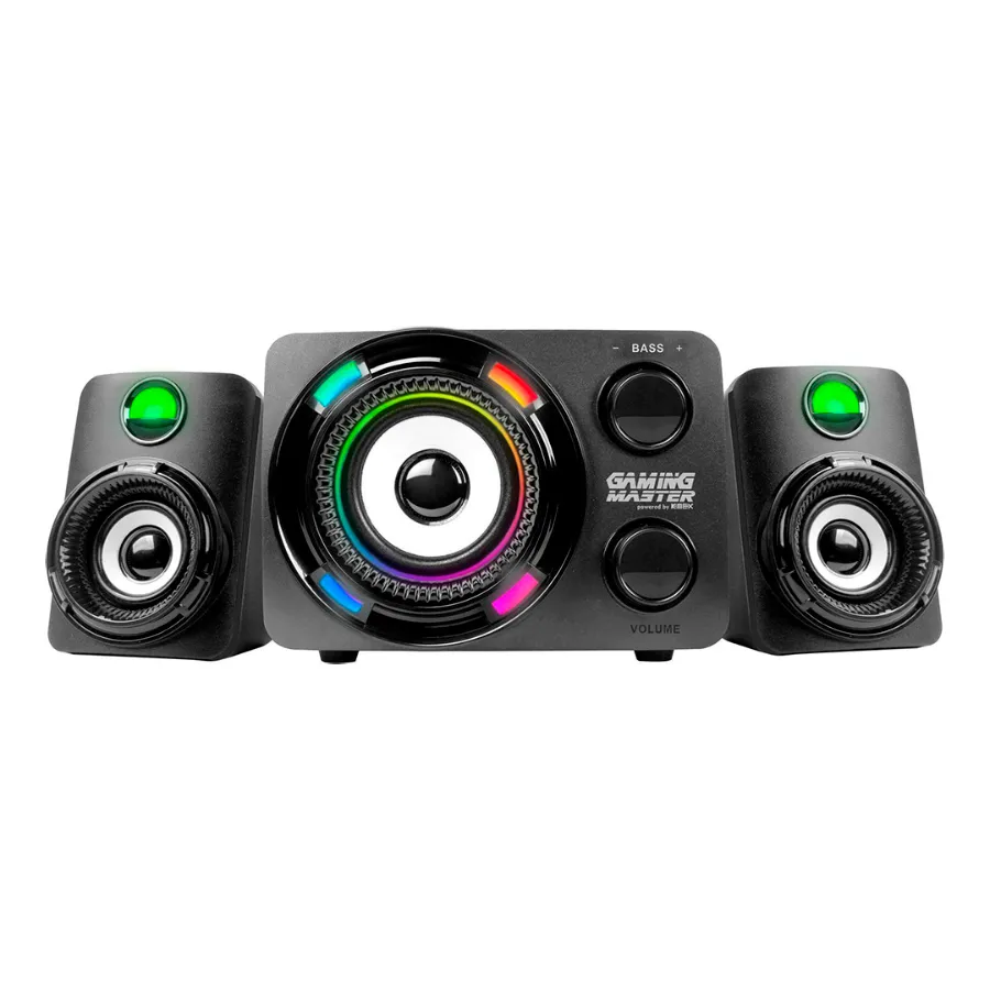 Subwoofer Gamer K-Mex Stereo SS-9800 9.9W RMS, Canais 2.1, LED de 7 Cores, Preto - SS9800U0001CB1X 1 subwoofer Gamer K-mex Stereo SS-9800