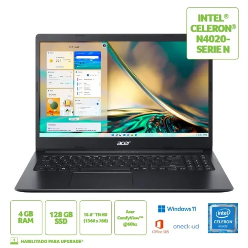 Notebook Acer Aspire 3 Intel Celeron W11 4GB 128GB SSD 15.6 A315-34-C2BV