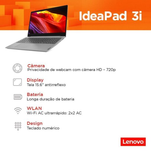 Notebook Lenovo IdeaPad 3i Celeron 4GB 128GB SSD Linux 15.6" | 82BUS00100